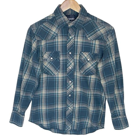 Wrangler Other - WRANGLER Men’s Blue Plaid Flannel Western Snap Front Shirt Medium
